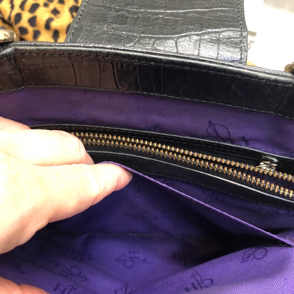 Cole Haan Black Leather! Faux Croc handbag Vintage Classic Black Handbag leather - Picture 15 of 15